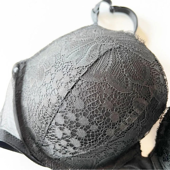 Victoria’s Secret Push-up‎ Bra Size 36D Black Lace Sheer Back Full Coverage New! - Picture 6 of 7